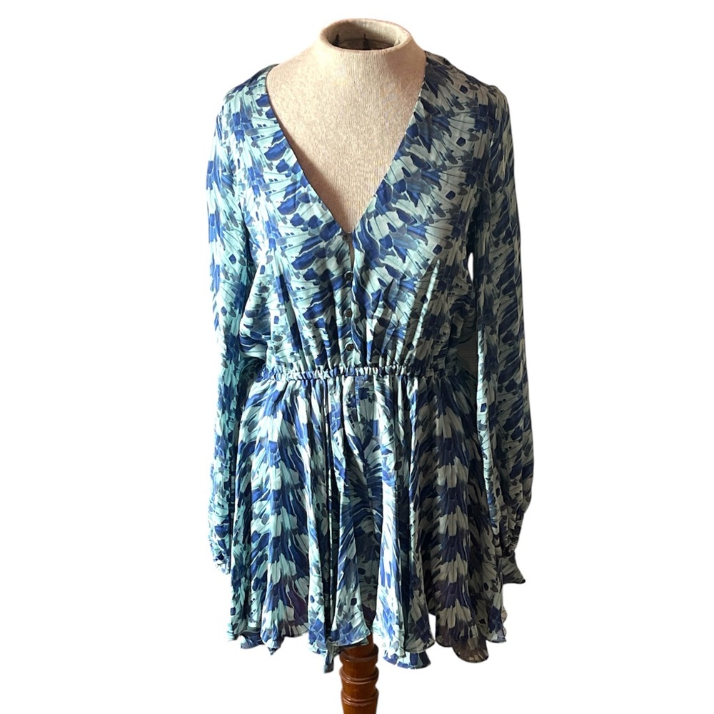 LoveShackFancy Blue Feather Dress Size Small